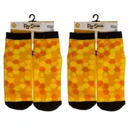2PK Feet Speak Joy Bee Happy Women's Casual Crew Socks Printed Yellow One-Size