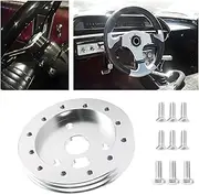 AICEL 0.5" Car Steering Wheel Hub Adapter Conversion Spacer, 6 Hole to 3 Hole, Aluminum Alloy Car Steering Wheel Spacer Adapter Boss Kit, Universal Automotive Modification Accessories (Silver)