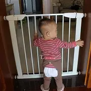 Safety Gate Freestanding Expandable Baby Gate, Extra Wide Auto Close One-Hand Operation Pet Gate, Customizable (Color : White, Size : Width 194-202cm)
