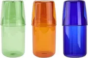 3 Sets Glasses Holder for Nightstand Bedside Water Cup Tumbler Glass Bedroom Nightstand Carafe Night Water Pitcher Clear Water Bottle Household Water Kettle Glasses Frame Drinks(Color:Blue)