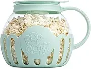 Ecolution Original Microwave Micro-Pop Popcorn Popper, Borosilicate Glass, 3-in-1 Lid, Dishwasher Safe, BPA Free, Aqua, 3 Quart Family Size