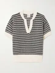 [Varley] Varley - Dora Striped Textured-knit Cotton Top - Off-white - small small Off-white