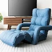 Iris Plaza RHIZS-163 Floor Chair, Reclining, Floor Chair with Armrests, Backrest, 42 Levels, Head, Leg Bending, and Leg Lifting, 14 Levels, Loose, Fluffy, Navy