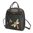 NEW Chala CONVERTIBLE Backpack Purse Shoulder Tote Bag Vegan DRAGONFLY Black