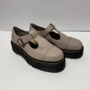 Doc Dr. Martens Bethan T-Bar Platform Shoe Vintage Taupe Pisa Womens Size 11