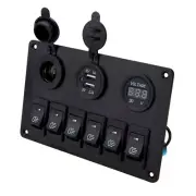 Blue 6 Gang Switch Rocker Circuit Panel Breaker LED Waterproof Car Marine Boat (for: Peugeot)