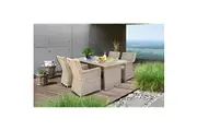 ASHBURTON 5-Piece Outdoor Dining Set - Weatherproof Wicker & Aluminium Table with 4 Chairs