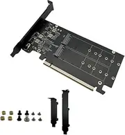 Lockmaner Double-Sided 4-Disk NVME Card PCIeX16 to NVME SSD Hard Drive Adapter Card Array Expansion Split Card