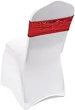 10pcs Sequin Chair Sashes Elastic Tie Bow for Wedding Decoration Home Hotel Banquet Table Decor 35x15cm zhengpingpai (Color : Red 10 pcs)