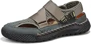 [BOTRENT] Men's Cutout Breathable Mesh Hook and Loop Outdoor Platform Fisherman Sandals Closed Toe Comfortable Non Slip Slip-On Lightweight Casual Beach Sandals for Adventure Trail Hiking