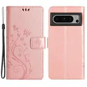 For Google Pixel 8 Pro Imprinted Butterfly Pattern Phone Shell Wallet Stand Phone Cover Case