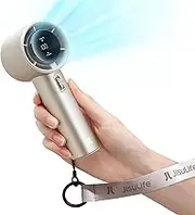 JISULIFE Handheld Fan Pro1S,Speed(1-100) Adjustable Mini Portable Fan,5000mAh Battery USB Rechargeable Personal Fan with Metal Body,Digital Display,For Women Men Travel/Camping/Outdoor-Brown