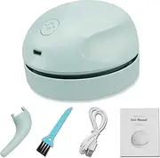 Desktop Vacuum Cleaner USB Charging with Vacuum Nozzle Cleaning Brush, Detachable Design & Portable Mini Table Dust Vaccum Cleaner, Clean Dust, Crumbs, Piano, Computer, Car Etc(Light Green)