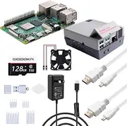 GeeekPi Starter Kit for Raspberry Pi 4 8GB, with Raspberry Pi 4, Case with Fan, 128GB Card, Card Reader,HDMI Cables and USB C Power Supply