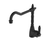 Fienza Eleanor Mordern Vintage Shepherds Matt Black Solid Brass Swivel Crook Sink Mixer