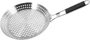 Abaodam Non Stick Round Grill Pan with Perforated Design for Outdoor BBQ and Camping Versatile Barbecue Plate and Strainer Lightweight for Grilling