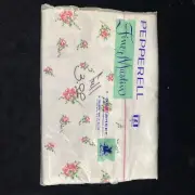 Vintage Pepperell Cotton Muslin Sheet Double Full Flat New 81x108 Pink Flower