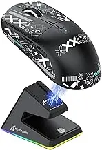 ATTACK SHARK X6 49g Superlight Mouse with Magnetic Charging Dock, PixArt PAW3395 Gaming Sensor, BT/2.4G Wireless/Wired Gaming Mouse with Tape, 26000 DPI, X3 Upgrade Mice for Win11/Xbox/PS/Mac (Black)