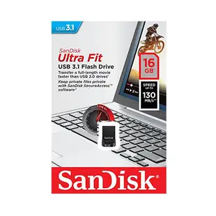 SanDisk Ultra Fit 16G USB3.1 CZ430讀取速度最高130MB/s隨身碟典雅黑 廠商直送