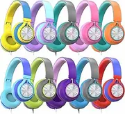 AILIHEN Kids Headphones for School with Microphone - C8 On-Ear Wired Headphones 10-Pack Bulk with HD Stereo Sound 3.5mm Jack for K-12 Classroom Library Online Learning (Multicolor)