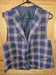 NWT ALLEN EDMONDS Mens Size L Vest Plaid WOOL BLEND - EXCELLENT