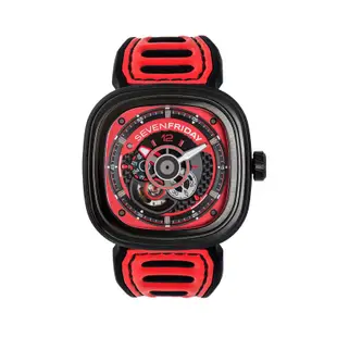 SEVENFRIDAY P3B賽車車隊系列 限量機械錶-黑x紅 48mm/P3B-6