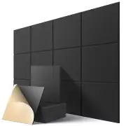 Self-adhesive Acoustic Panels Tiles 12 Pack, 12" X 12" X 0.4" Polyester Sound...