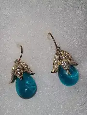 ALEX & ANI Crystal Blue Teardrop Earrings, NWT