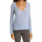 Vince Mohair Wool Blend Pullover Sweater Blue Scoop Neck Long Sleeve Medium NWT