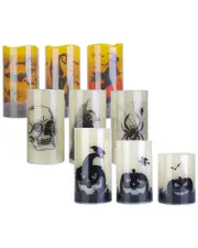Fresh Fab Finds Pack of 3 Flameless Halloween Candle Lamps with Timer