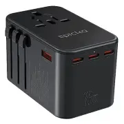 Universal Travel Adapter, GaN 75W International Plug Adapter with 3 USB-C PD