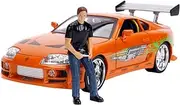 Jada Toys Fast and Furious Series 1/18 F&F 1995 Toyota Supra Orange (Bryan) with Figure, Light On, Complete Product