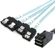 CY Internal Mini SAS SFF-8643 Host to 4 SATA 7pin Hard Disk fanout 6Gbps Data Server Raid Cable