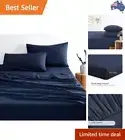 Elegant Queen Size Sheet Set - Navy Blue Microfiber Bedding with 1000TC Comfort