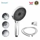 Decaura Hand Held Shower Head Round +1.5m Shower Hose+Adhesive Holder Chrome