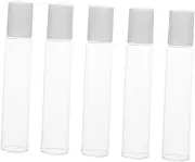 BAZEITFLOW 5Pcs Essential Oil Roller Bottles Frosted Glass Refillable Containers for Perfumes Cosmetic Lotion Leak Design Travel Friendly UV Protection for Purse
