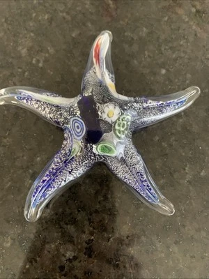 murano glass millefiori paperweight Star