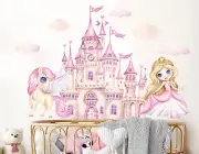 Princess Castle Unicorn Cloud Wall Fabric Decal Girl Bedroom Peel and Sticker