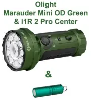 Olight Marauder Mini OD Green Rechargeable LED Flashlight & i1R 2 Pro Center