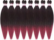 Pre-Stretched Braiding Hair Extensions-16 Inch 8 Packs Synthetic Braiding Hair Crochet Braids, Natural Easy Braid Crochet Hair, Hot Water Setting Professional Soft Yaki Straight Texture (#1B/bug)