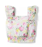 Janie and Jack Floral Smocked Waist Chiffon Top Size 12 Girls