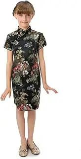 [Bitablue] Girl's Black Peony Brocade Chinese Dress