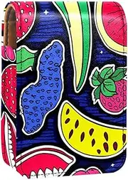 Makeup Organizer,Makeup Lipstick Case for Outside Mini Bag Travel Cosmetic Pouch,Banana Kiss Flower Doodles