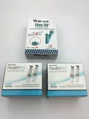 100 HealthPro Glucose Test Strips EXP 03/26 & 100 GET•WELL Fine 30g Twist Lancet