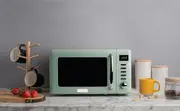 Haden Cotswold Green Microwave Oven – 800W Retro Design, 20L Capacity, Compact Digital Microwave