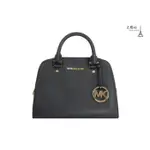 【巴黎站二手名牌專賣店】＊現貨＊MICHAEL KORS MK 真品＊立體金字 黑色防刮牛皮手提斜背包