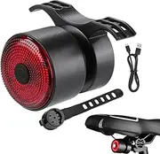 Rear Bike Light Rechargeable, Brake Taillight, Waterproof Smart Sensor Lamp with Compact Inches Size, Night Riding Alert for Road Cycling Commuting Adventure, Red Black Color