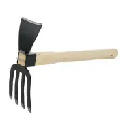 Dual-Purpose Hoe with Wooden Handle Great for Loosening or Weeding Soil Q3R3