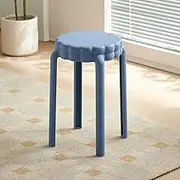 18in Stools Plastic Stackable Stools, Round Counter Chairs Backless Seating, Stackable Nesting Chairs for Office Home Classrooms Lightweight(Blue)
