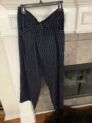 NWT Eileen Fisher Woven Tencel Grain Stripe Wide Leg Pant Size PL MSRP$238